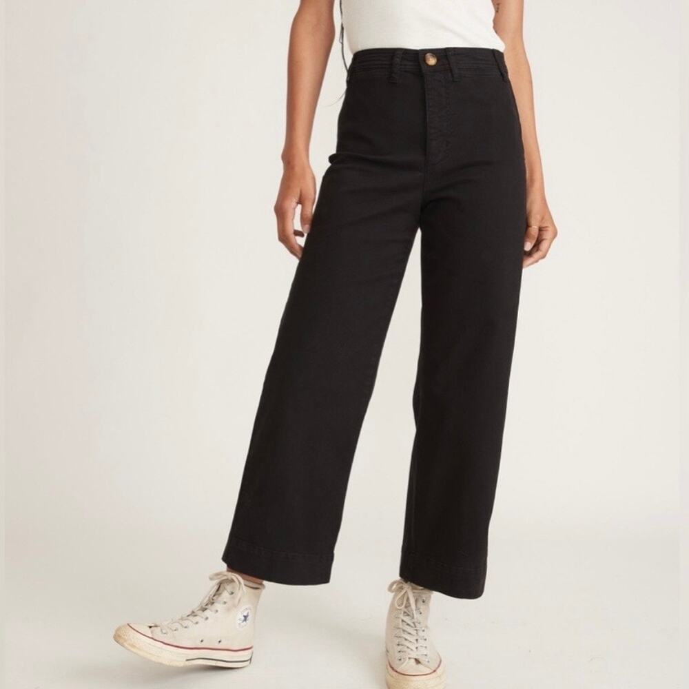 Marine Layer Bridget Wide Leg Crop Pant in Black size 6